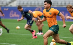 The Wallabies do sprints at Perth Stadium Friday ahead of their Rugby Championship match with South Africa