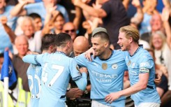 Mateo Kovacic (2nd right)scored in Manchester City's 2-0 win at Chelsea