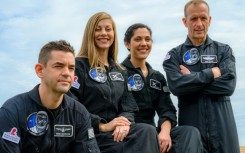 The SpaceX Polaris Dawn crew (L to R:) Jared Isaacman, Anna Menon, Sarah Gillis and Scott Poteet