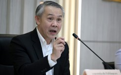 Thongchai Keeratihattayakorn, head of Thailand's Department of Disease Control, speaks during a press conference following the suspected first case of the new more dangerous strain of mpox in Bangkok