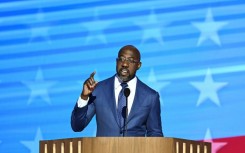 Raphael Warnock, a Democratic senator and pastor from the southern US state of Georgia, speaks on the first day of the Democratic National Convention in Chicago