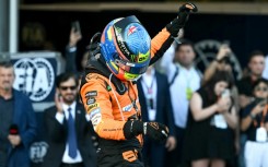 McLaren's Oscar Piastri celebrates his thrilling win over Charles Leclerc in Baku 