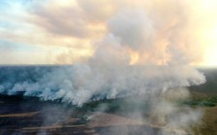 An aerial view of the forest fire in Brasilia National Park, Brazil, taken on September 15, 2024