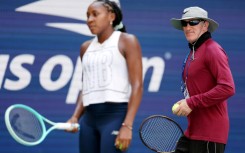 Coach Brad Gilbert, at right watching Coco Gauff during a practice session at the US Open, has split with Gauff, according to statements on social media by both