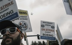 Striking Boeing workers rallied outside a Portland facility last week