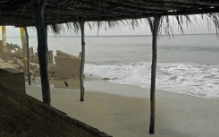 The Cangrejo beach is seen empty ahead of the arrival of Hurricane John in Oaxaca State, Mexico, on September 23, 2024