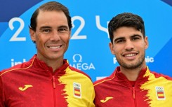 Spain's Rafael Nadal (L) and Carlos Alcaraz were named in the Davis Cup finals' team lists