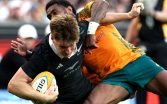 All Blacks centre Jordie Barrett (L) is out of Saturday's second Test against Australia in Wellington with a knee injury