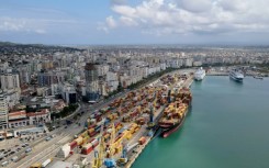 Aerial view of the port in Duress, Albania, the departure point for 102 containers allegedly carrying toxic waste bound for Thailand