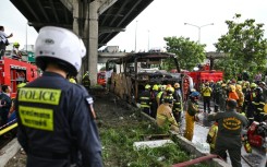 A devastating fire tore through a Thai bus carrying 44 students and teachers on a school trip 