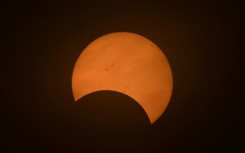 The eclipse starts off looking like a 'bite' has been taken out of the Sun