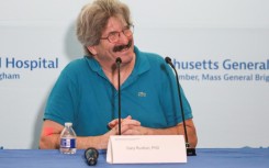 Nobel Prize winner in Physiology or Medicine, Gary Ruvkun speaks during a press conference at the Massachusetts General Hospital, in Boston, Massachusetts on October 7, 2024