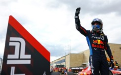 Sprint star: Max Verstappen celebrates after taking pole for the sprint race at the United States Grand Prix 