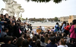 Fans also gathered at the central Jardins de Tuilieries in Paris