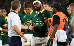 On the bench: South Africa captain Siya Kolisi (C) 