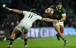 Show and go: South Africa wing Cheslin Kolbe (R) side-steps Ollie Sleightholme to score the first of his two tries in a 29-20 win over England at Twickenham 