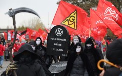 Volkswagen workers staged a colourful protest against planned cost cuts