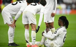 Eduardo Camavinga (R) picked up a thigh injury during Real Madrid's 2-0 defeeat by Liverpool on Wednesday