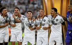 Botafogo players celebrate after winning the Copa Libertadores final over fellow Brazilian club Atletico Mineiro