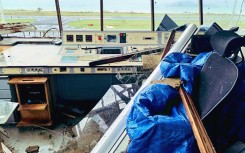 A handout photograph by the civil aviation authority shows damage in the control tower at Dzaoudzi–Pamandzi Airport after Cyclone Chido hit Mayotte