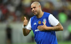 Ex-Brazilian player Adriano during his friendly farewell match with legends of Brazil's Flamengo and Italy's Inter Milan at the Maracana Stadium in Rio