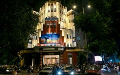 The Eros Cinema dazzles by night