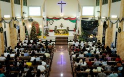 The Christmas Eve mass was held under tight security after several attacks against Christians in recent years