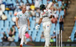 Corbin Bosch (L) took four wickets on his Test debut for South Africa