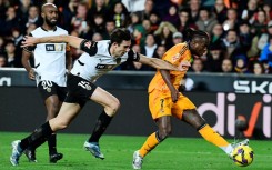 Real Madrid forward Vinicius Junior (R) was sent off in the clash against Valencia